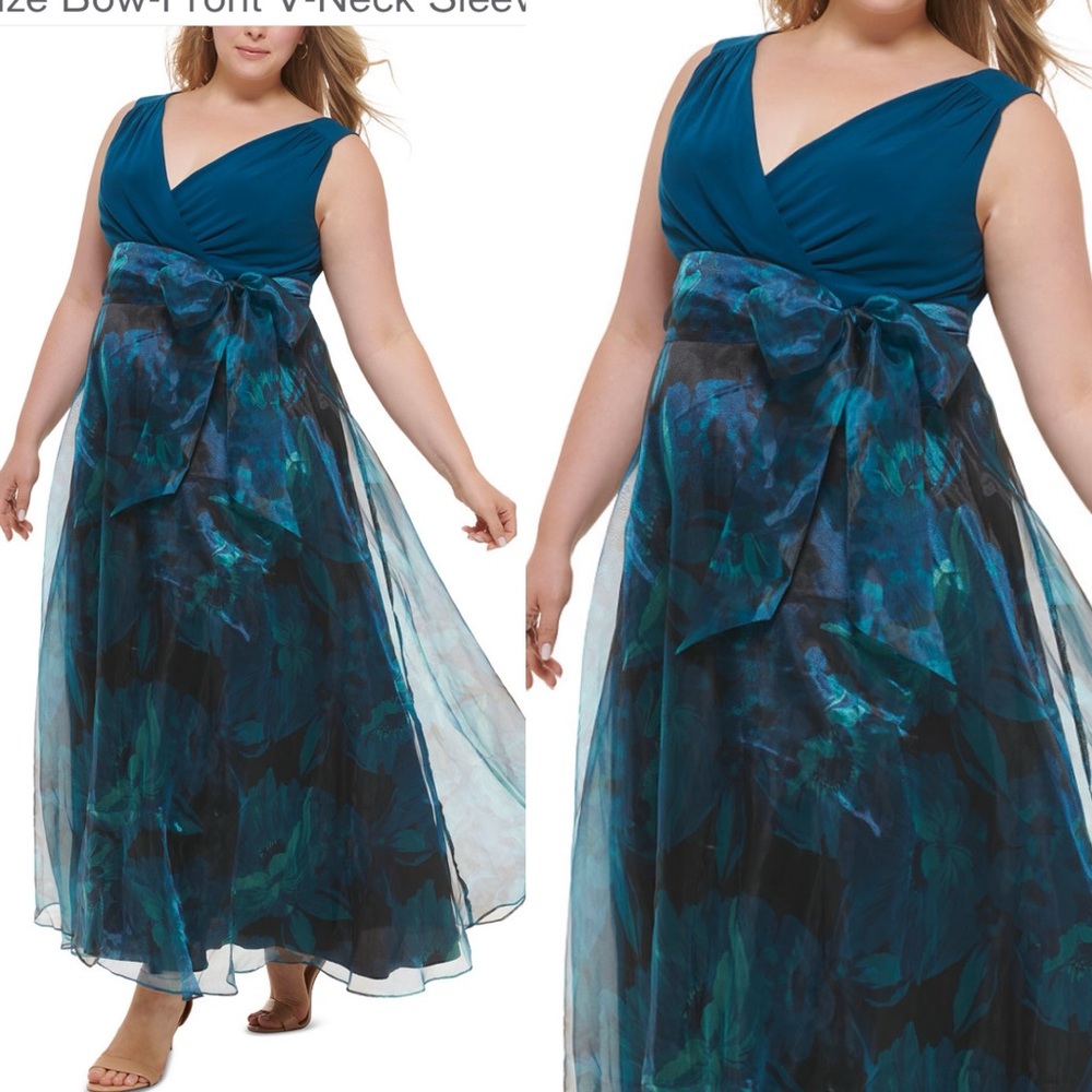 ELIZA J
Women's Organza-Skirt
Bow-Waist Gown size 16W NWT TEAL